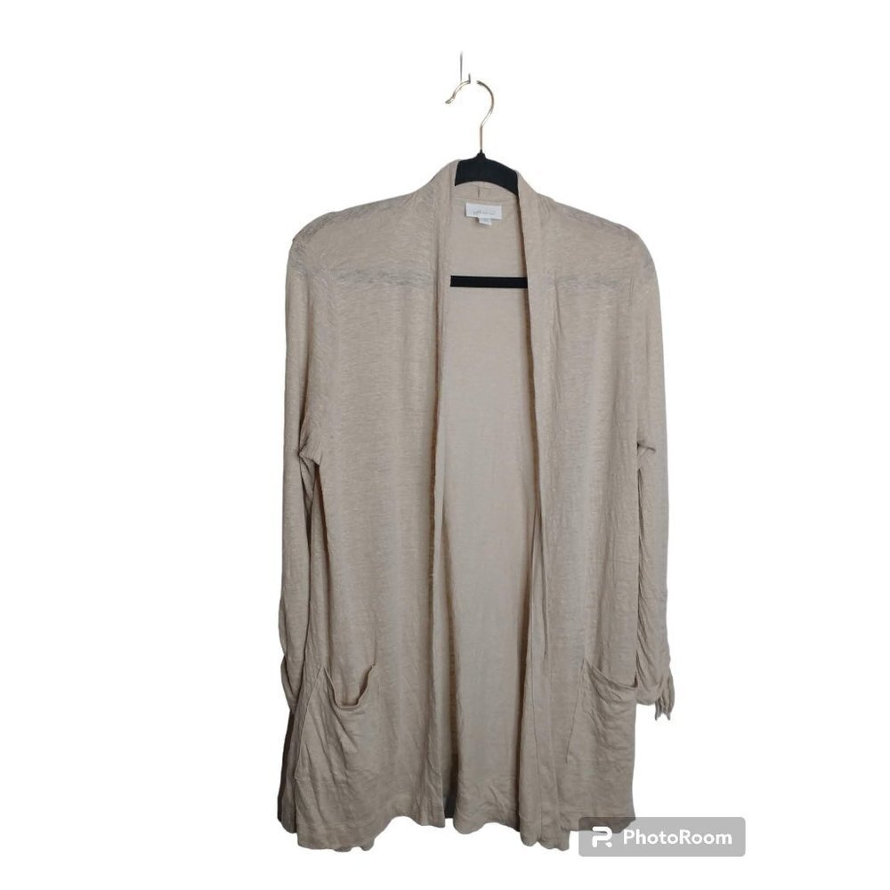 J. Jill Love Linen Open Front Cardigan, Natural, M Petite